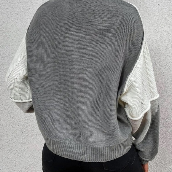 Boho color block cable knit sweater - Picture 3 of 6